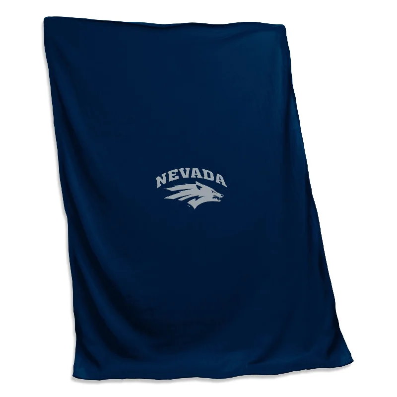 Official Team Home Textiles for Game-Day Rooms-Nevada (Reno) Navy Screened Sweatshirt Blanket