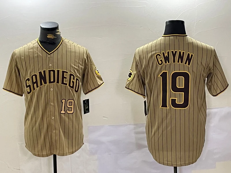 Stylish Throwback Baseball Jersey for Nostalgic Fans-San Diego Padres #19 Tony Gwynn Khaki Team Logo Cool Base Stitched Baseball Jersey