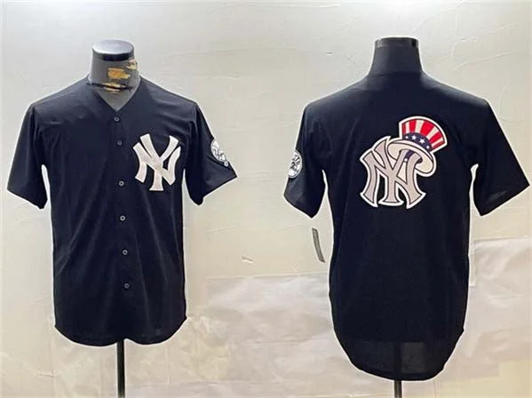 Lightweight Baseball Jersey for Spring Training-New York Yankees Team Big Logo Black With Patch Cool Base Stitched Baseball Jersey