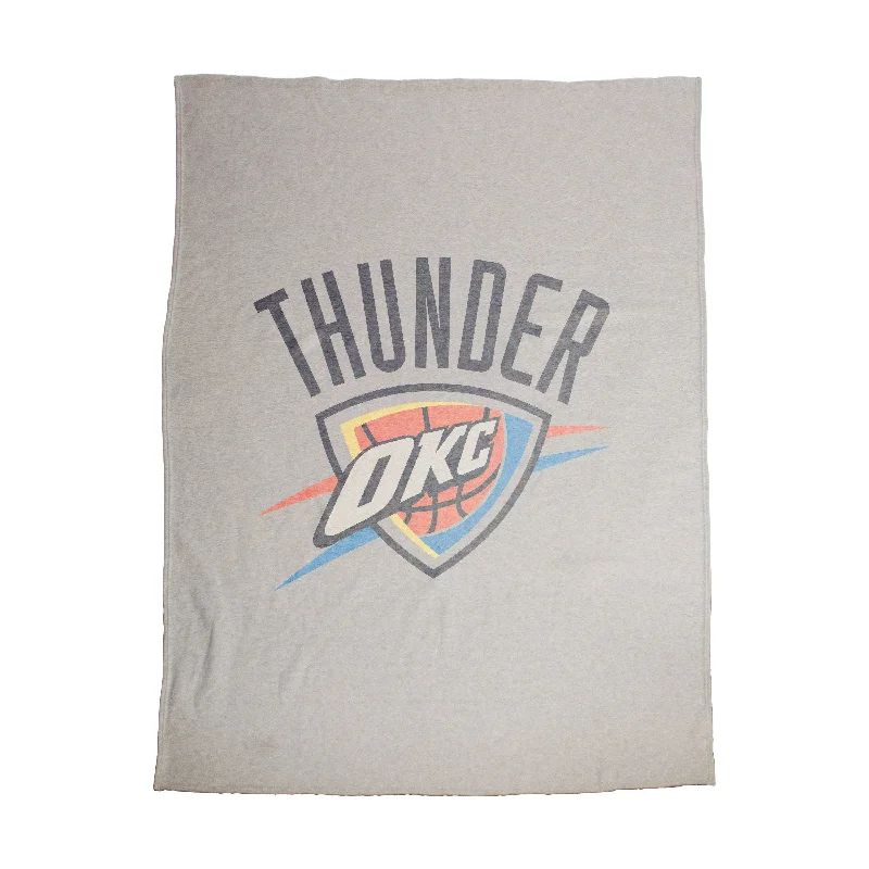 Team Home Textiles for Kids with Fun and Functional Designs-Oklahoma City Thunder Oversized Logo Sublimated Sweatshirt Blanket