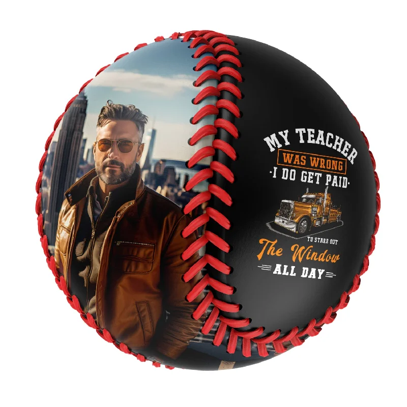 Baseball with Synthetic Core for Maximum Bounce-Personalized Black Truck Photo Baseballs