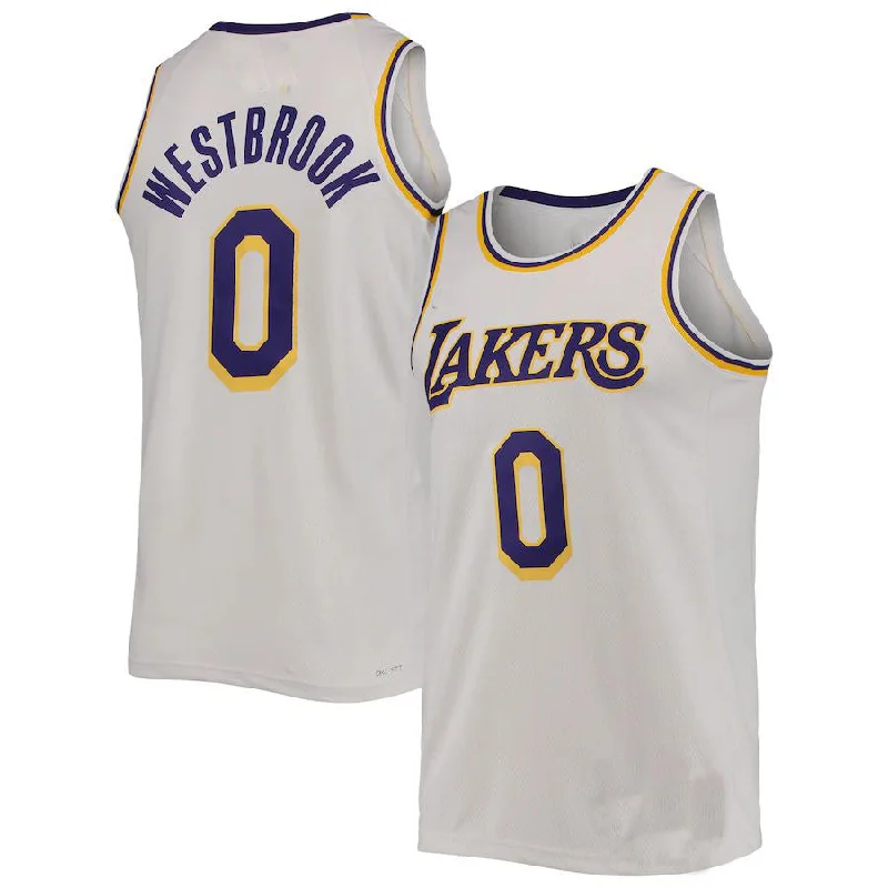 Stylish Basketball Jersey for Off-Court Fashion-LA.Lakers #0 Russell Westbrook 2021-22 Swingman Jersey White Stitched American Basketball Jersey