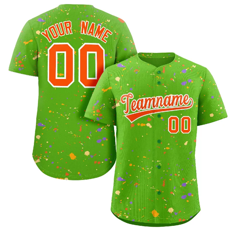 Trendy Baseball Jersey for Casual Wear-Custom Green Orange-White Splash Graffiti Pattern Authentic Baseball Jersey