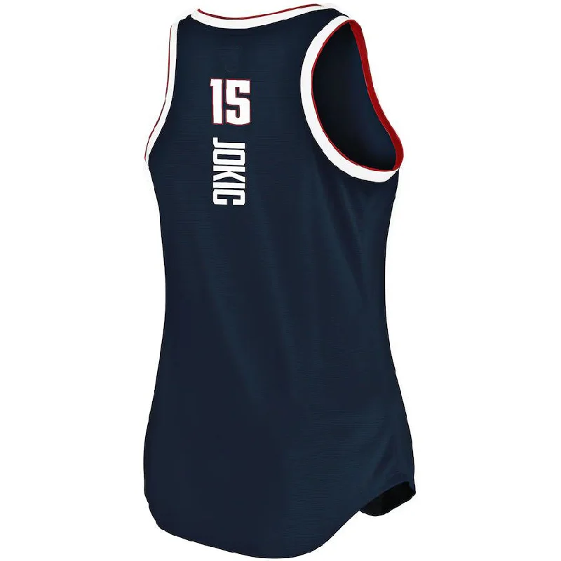 Basketball Jersey for Streetwear and Casual Looks-D.Nuggets #15 Nikola Jokic Fanatics Branded 2019-20 Fast Break Team Tank Jersey Icon Edition Navy Stitched American Basketball Jersey