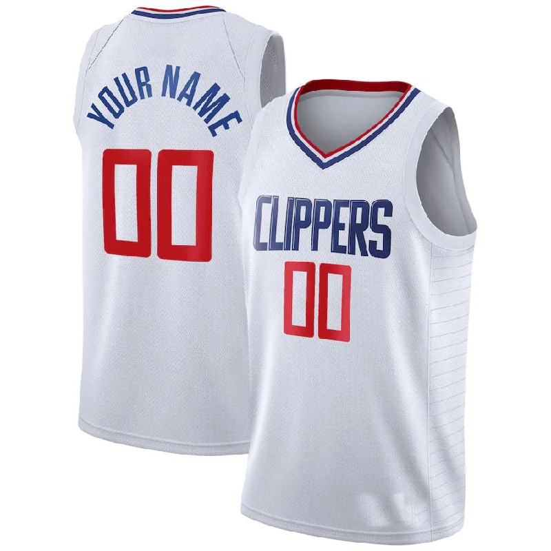 Stylish Basketball Jersey for Casual Outfits-Custom LA.Clippers 2020-21 Swingman White Association Edition Stitched Basketball Jersey