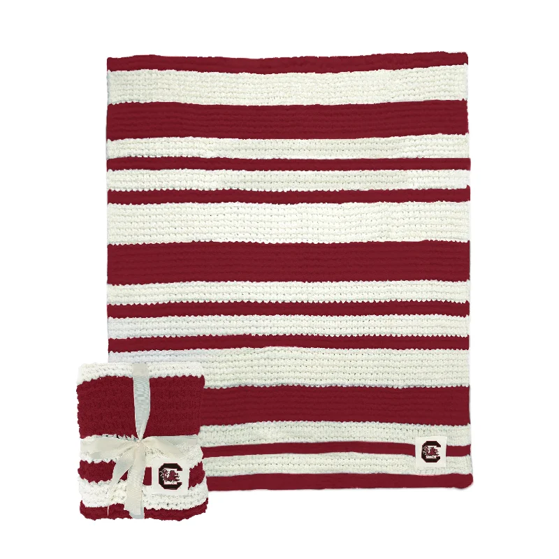 High-Quality Team Home Textiles for Baseball, Football, and Basketball Fans-South Carolina Cable Knit Throw 50x60