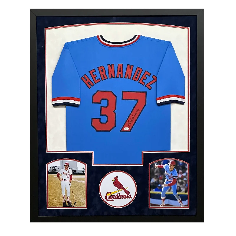 High-Performance Baseball Jersey for Training-Keith Hernandez Signed St Louis Blue Custom Suede Matte Framed Baseball Jersey