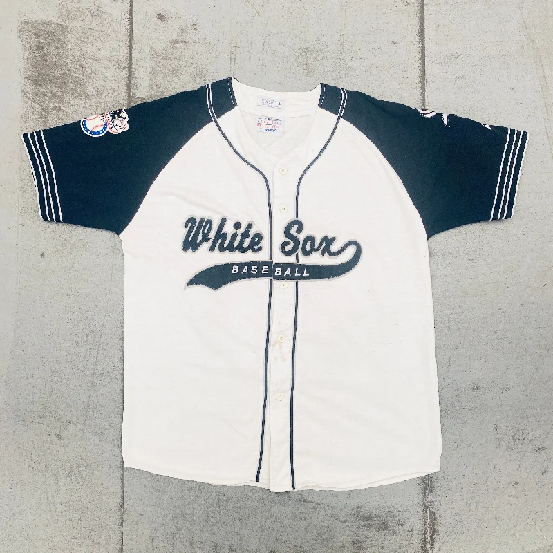 Personalized Baseball Jersey for Fan Collectibles-Chicago White Sox: 1990's Stitched Script Spellout Starter Baseball Jersey (XL)