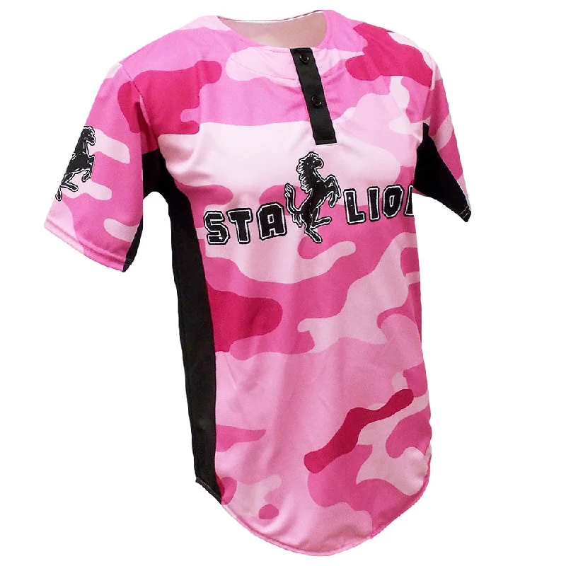 Personalized Baseball Jersey for Special Events-SBL 1013P - 2-Button Camo Baseball Jersey