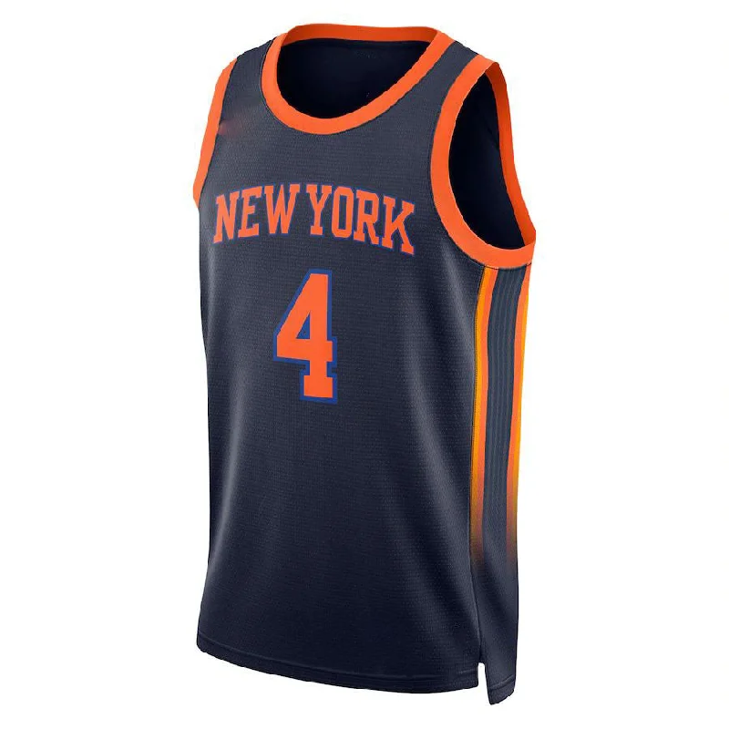 Soft Cotton Basketball Jersey for Maximum Comfort-NY.Knicks #4 Derrick Rose Jordan Brand 2022-23 Statement Edition Swingman Jersey Navy Stitched American Basketball Jersey