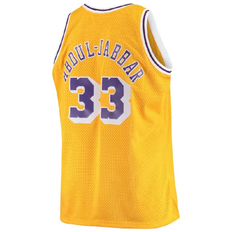 Retro Basketball Jersey for Classic Fans-LA.Lakers #33 Kareem Abdul-Jabbar Mitchell & Ness Big & Tall Hardwood Classics Jersey Gold Stitched American Basketball Jersey