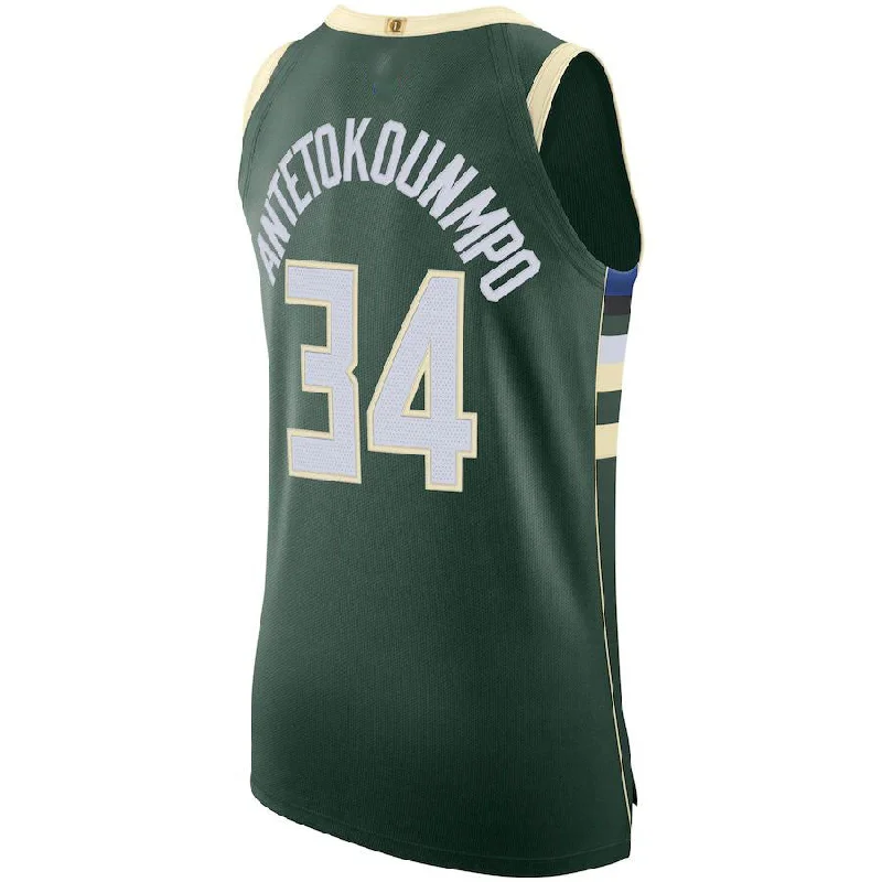 Custom Basketball Jersey for Team Players-M.Bucks #34 Giannis Antetokounmpo 2020-21 Authentic Jersey Icon Edition Hunter Green Stitched American Basketball Jersey