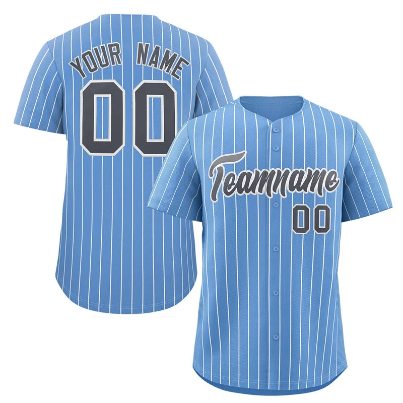 Comfortable Fitted Baseball Jersey for Active Use-Custom Light Blue Navy-White Stripe Fashion Authentic Baseball Jersey