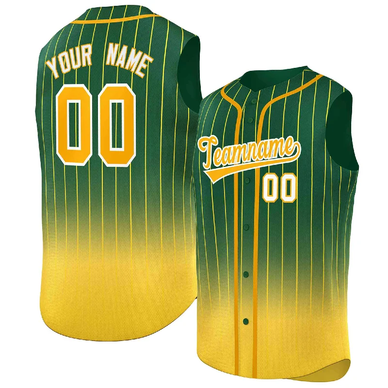 Baseball Jersey for Charity Events and Fundraisers-Custom Green Yellow Gradient stripe Fashion Authentic Sleeveless Baseball Jersey