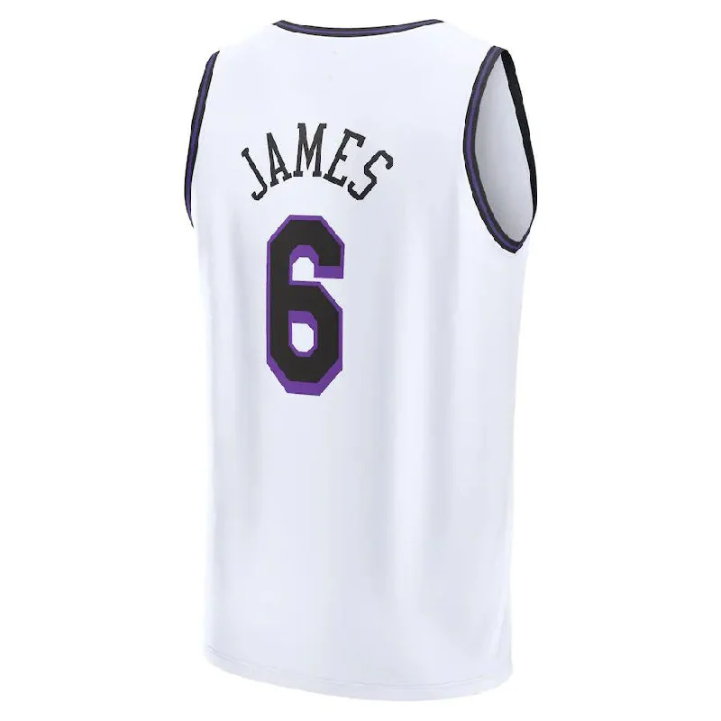 Comfortable Basketball Jersey for Sports Training-LA.Lakers #6 LeBron James Fanatics Branded 2022-23 Fastbreak Jersey City Edition White Stitched American Basketball Jersey