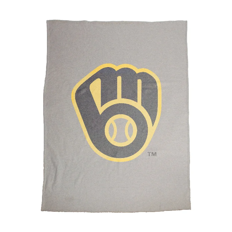 Official Team Home Textiles for Collectors and Fans-Milwaukee Brewers Oversized Logo Sublimated Sweatshirt Blanket