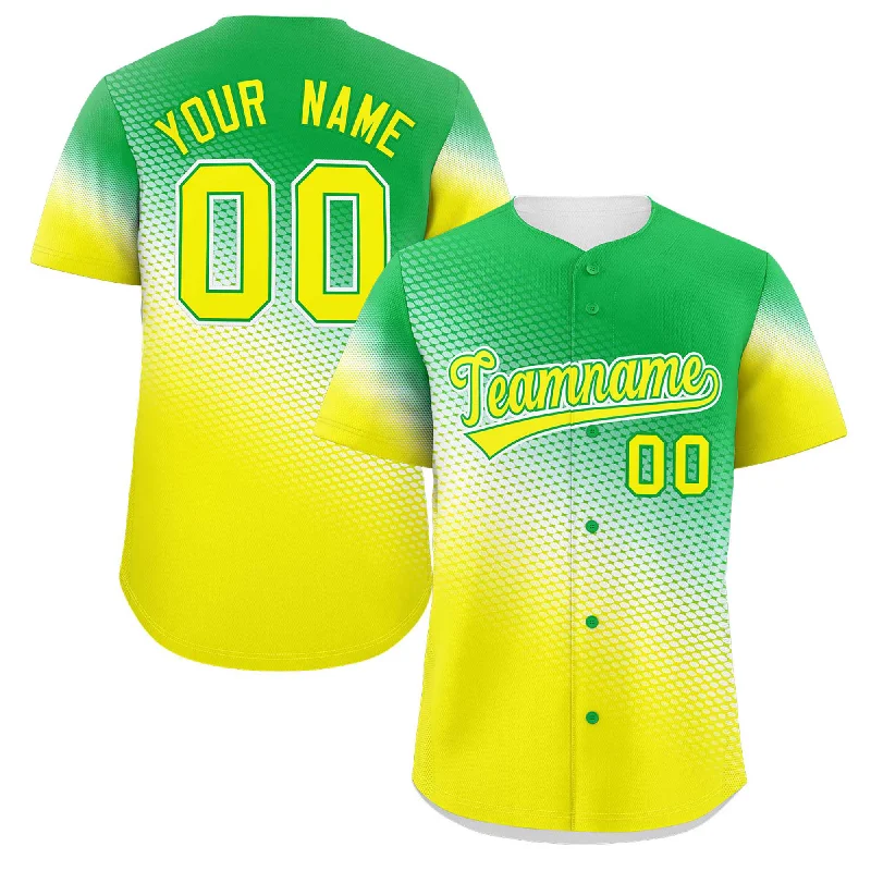 Classic Striped Baseball Jersey for Throwback Vibes-Custom Kelly Green Gold Tiny Spot Gradient Fashion Authentic Baseball Jersey