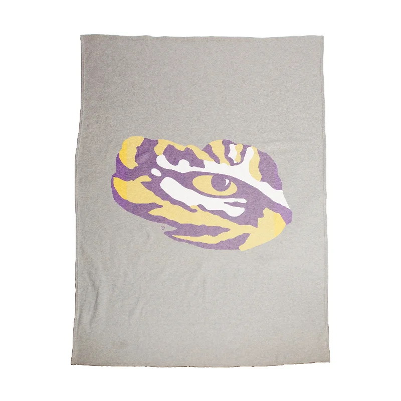 High-Quality Team Home Textiles for Bedroom Comfort-LSU Oversized Logo Sublimated Sweatshirt Blanket