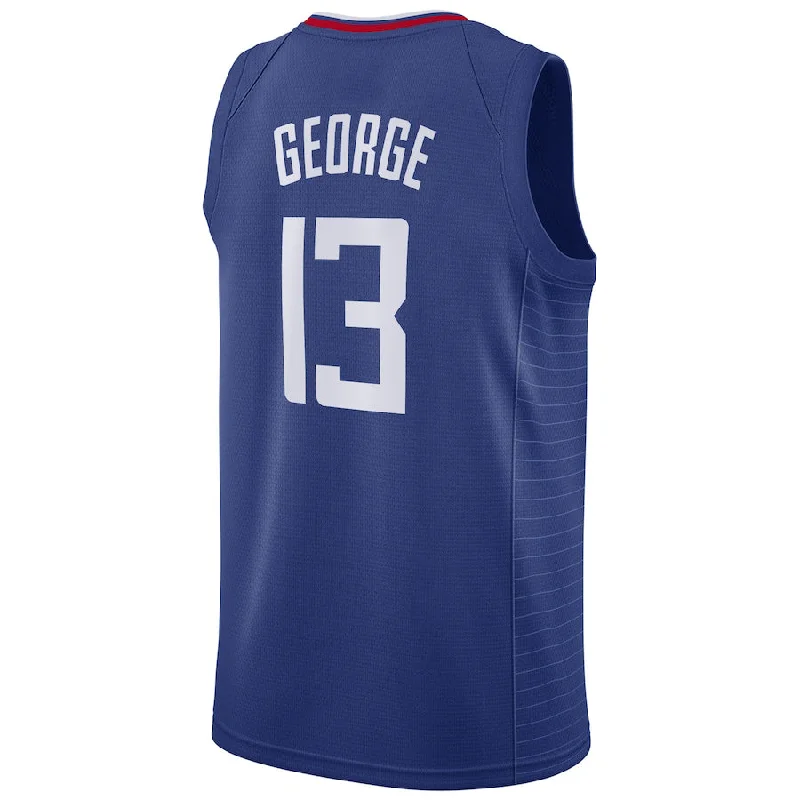 Basketball Jersey with Mesh Panels for Ventilation-LA.Clippers #13 Paul George 2019-20 Swingman Jersey Icon Edition Royal Stitched American Basketball Jersey