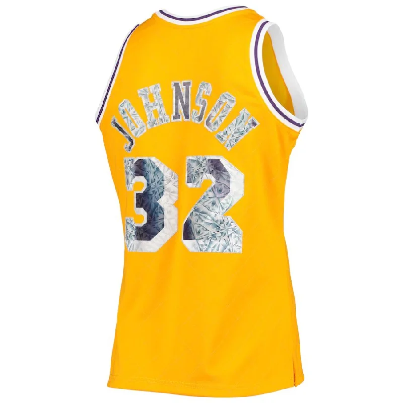 Basketball Jersey for Fun and Friendly Games-LA.Lakers #32 Magic Johnson Mitchell & Ness 1996-97 Hardwood Classics 75th Anniversary Diamond Swingman Jersey  Gold Stitched American Basketball Jersey