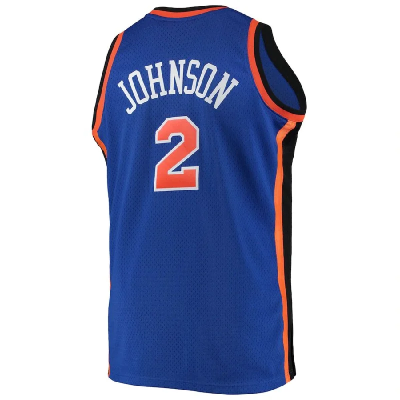 Lightweight Basketball Jersey for Travel and Game Days-NY.Knicks #2 Larry Johnson Mitchell & Ness Big & Tall Hardwood Classics Swingman Jersey Blue Stitched American Basketball Jersey