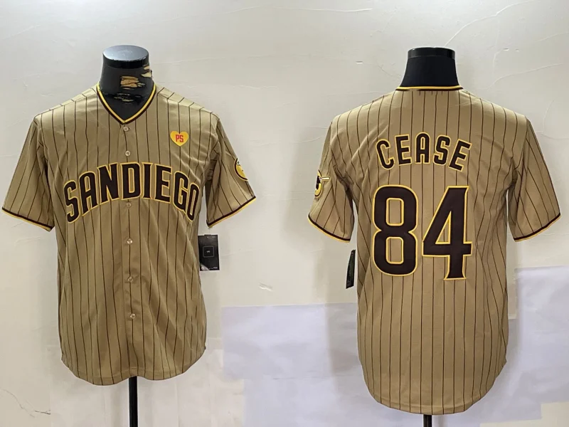 Custom-Made Baseball Jersey for Special Occasions-San Diego Padres #84 Dylan Cease Khaki Team Logo With PS Patch Stitched Cool Base Baseball Jersey