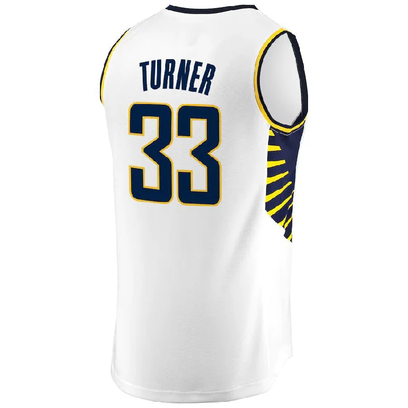 Bold Basketball Jersey with Team Colors-IN.Pacers #33 Myles Turner Fanatics Branded Fast Break Replica Jersey White Association Edition Stitched American Basketball Jersey