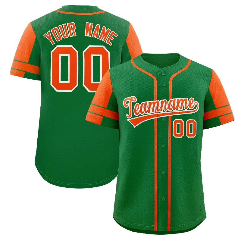 Premium Baseball Jersey for Sports Enthusiasts-Custom Kelly Green Orange Personalized Raglan Sleeves Authentic Baseball Jersey