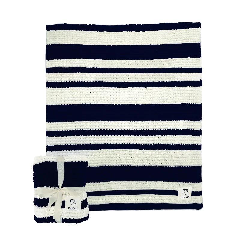 Team Home Textiles with Sports Team Logos for Fanatic Bedrooms-Emory University Cable Knit Throw 50x60