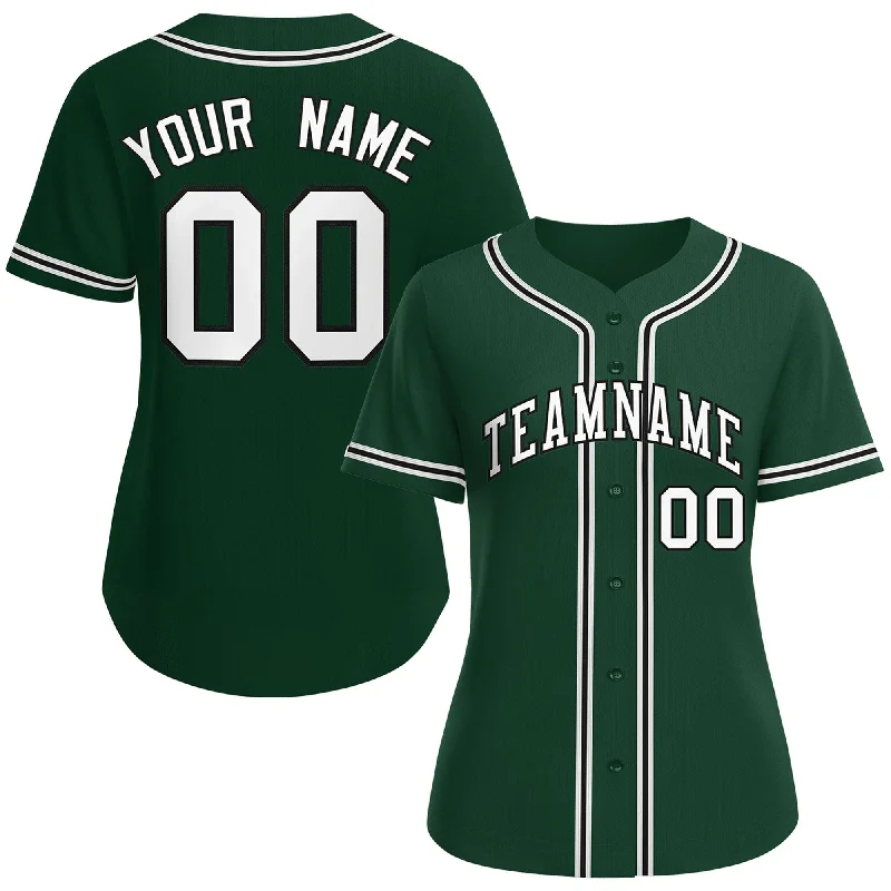 Officially Licensed Baseball Jersey for Fans-Custom Green White-Black Classic Style Baseball Jersey For Women