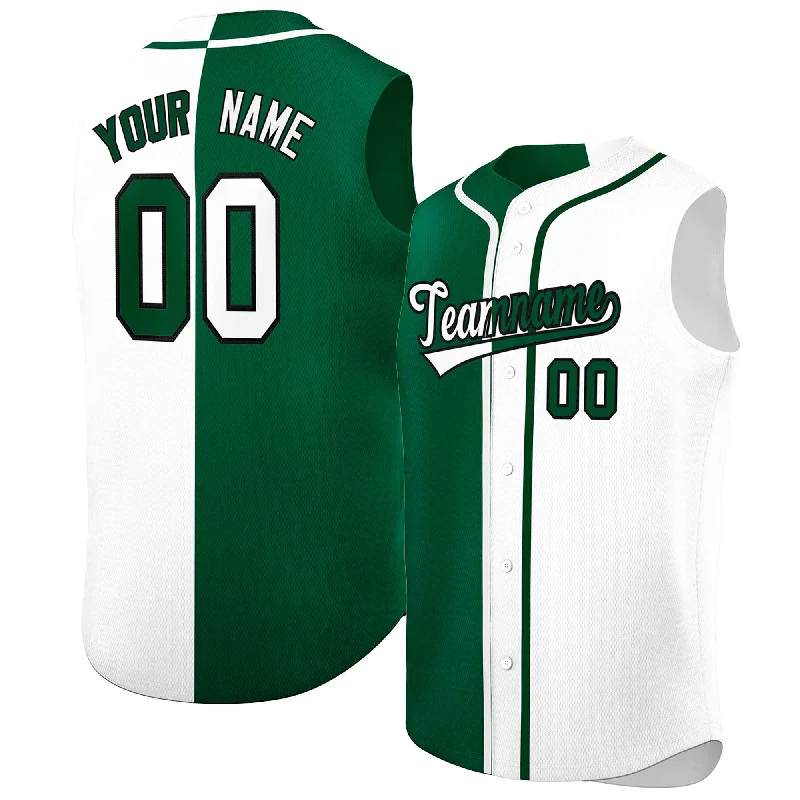 Baseball Jersey with Custom Logo for Teams-Custom Green White Split Fashion Design Authentic Sleeveless Baseball Jersey