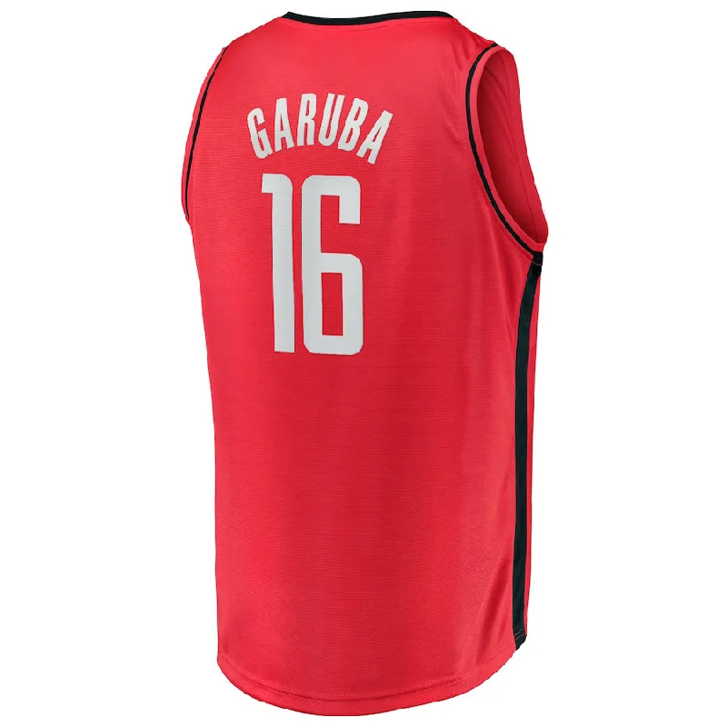 Vintage Basketball Jersey for Classic Design Lovers-H.Rockets #16 Usman Garuba Fanatics Branded 2021-22 Fast Break Replica Jersey Icon Edition Red Stitched American Basketball Jersey