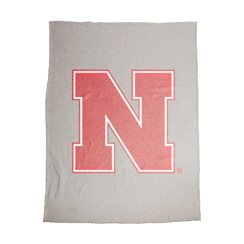 Personalized Team Home Textiles for College Dorm Rooms-Nebraska Oversized Logo Sublimated Sweatshirt Blanket