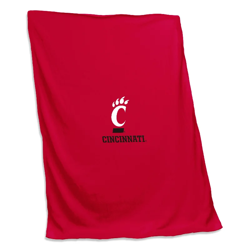 Team Home Textiles with Comfy Cushions and Pillows for Relaxation Areas-Cincinnati Combo Mark Red Screened Sweatshirt Blanket