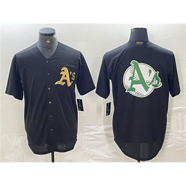 Personalized Baseball Jersey for Men and Women-Oakland Athletics Black Gold Team Big Logo Cool Base Stitched Baseball Jersey