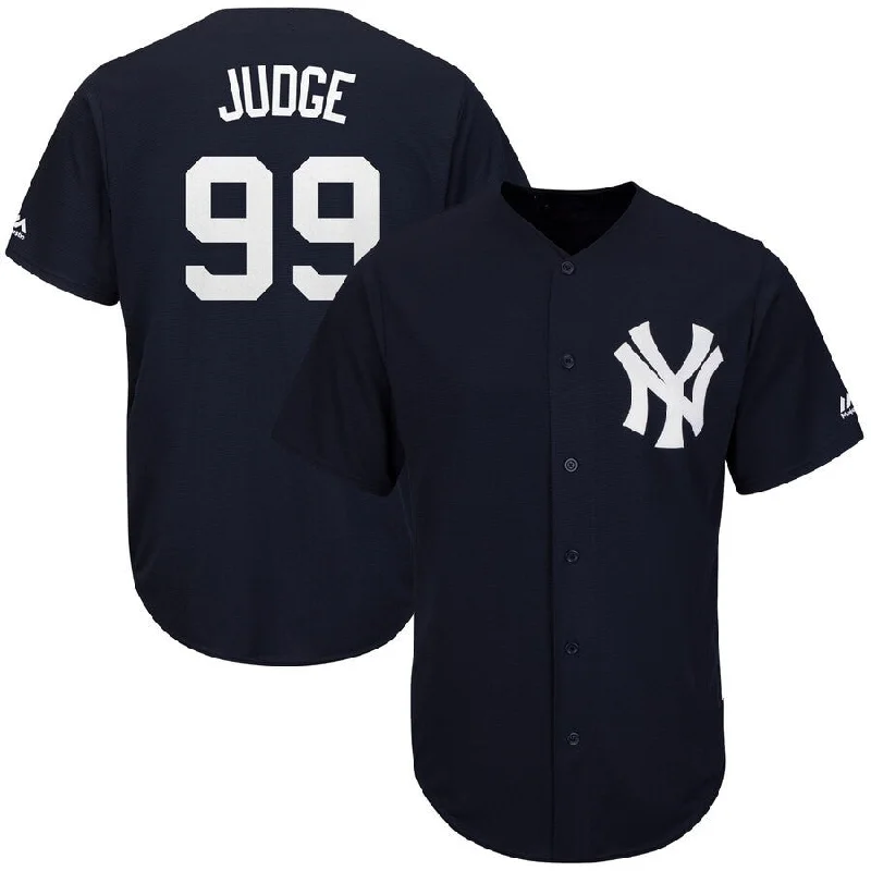 Comfortable Fitted Baseball Jersey for Active Use-New York Judge 99 Dark Blue Retro Baseball Jersey Stitched 90s Clothing Shirt for Party