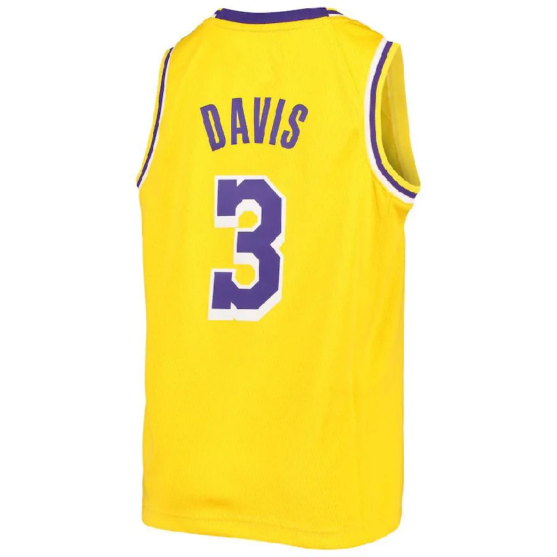 Youth Basketball Jersey with Fun Designs for Kids-LA.Lakers #3 Anthony Davis Swingman Jersey Gold Stitched American Basketball Jersey