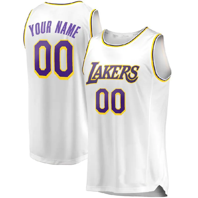 Customizable Basketball Jersey for Coaches and Players-Custom LA.Lakers Fanatics Branded 2018-19 Fast Break Replica Jersey White Association Edition Stitched Basketball Jersey