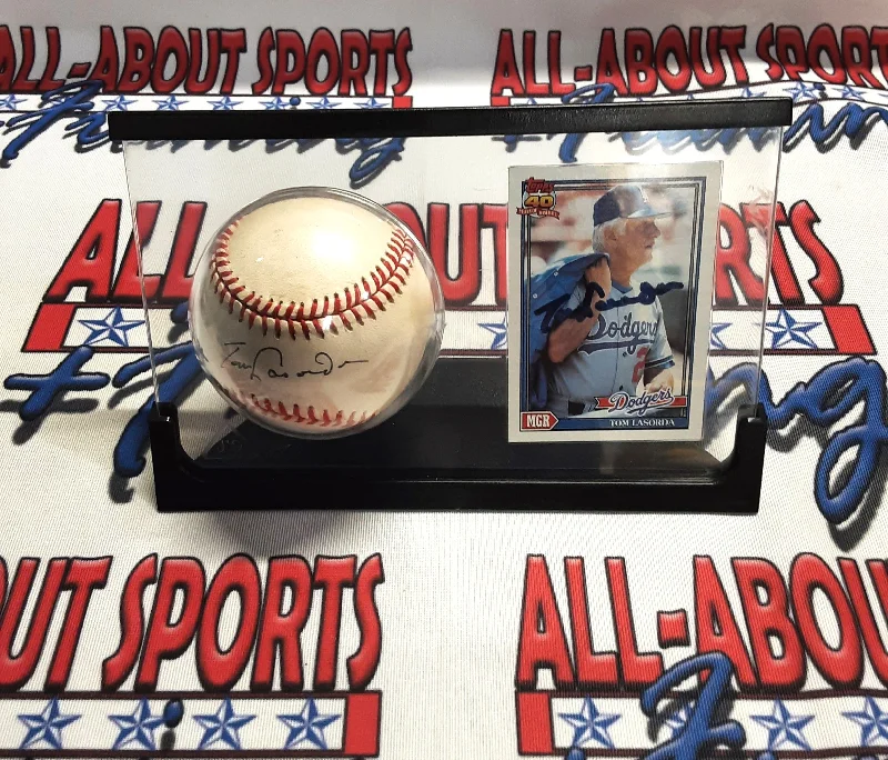 Baseball with Extra Tough Cover for High Wear Resistance-Tommy Lasorda Authentic Signed Baseball Autographed with Trading Card and Case JSA-