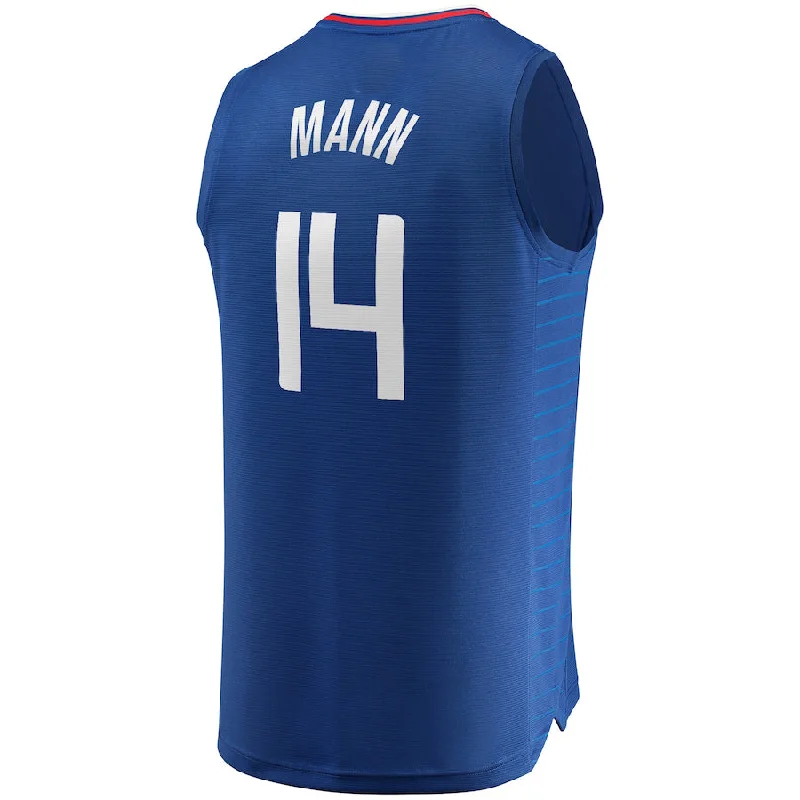 Basketball Jersey with Stitched Name and Number-LA.Clippers #14 Terance Mann Fanatics Branded Fast Break Replica Jersey Icon Edition Royal Stitched American Basketball Jersey