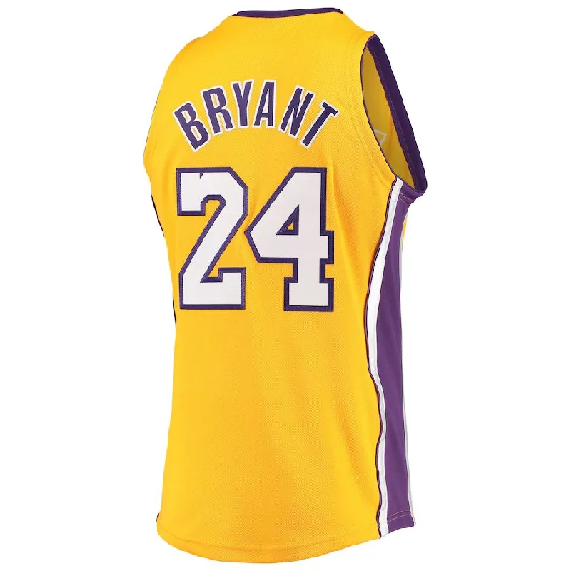 Basketball Jersey with Mesh Panels for Ventilation-LA.Lakers #24 Kobe Bryant  Mitchell & Ness Hardwood Classics 2008-09 Authentic Jersey Gold Stitched American Basketball Jersey