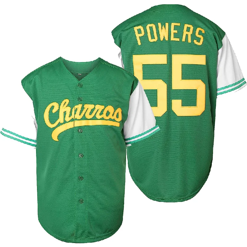 Youth Baseball Jersey with Personalized Design-Men #55 Kenny Powers Charros Movie Baseball Jersey Stitched Green