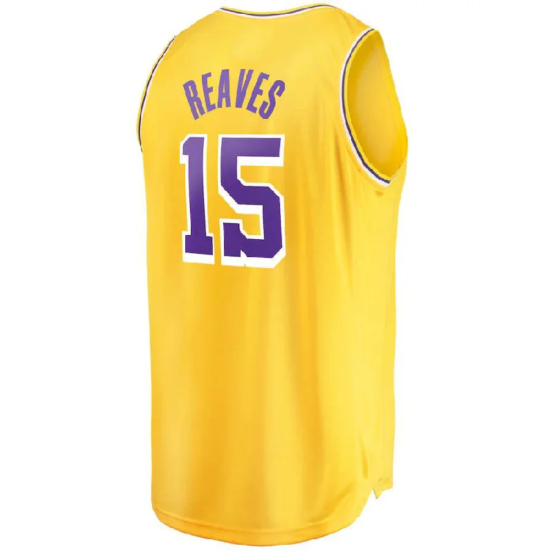 Personalized Basketball Jersey for Sports Teams-LA.Lakers #15 Austin Reaves Fanatics Branded 2021-22 Fast Break Replica Jersey Icon Edition Gold Stitched American Basketball Jersey