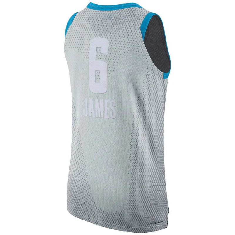 Basketball Jersey with Mesh Fabric for Cooling Effect-LA.Lakers #6 LeBron James Jordan Brand 2022 All-Star Game Authentic Jersey Gray Stitched American Basketball Jersey