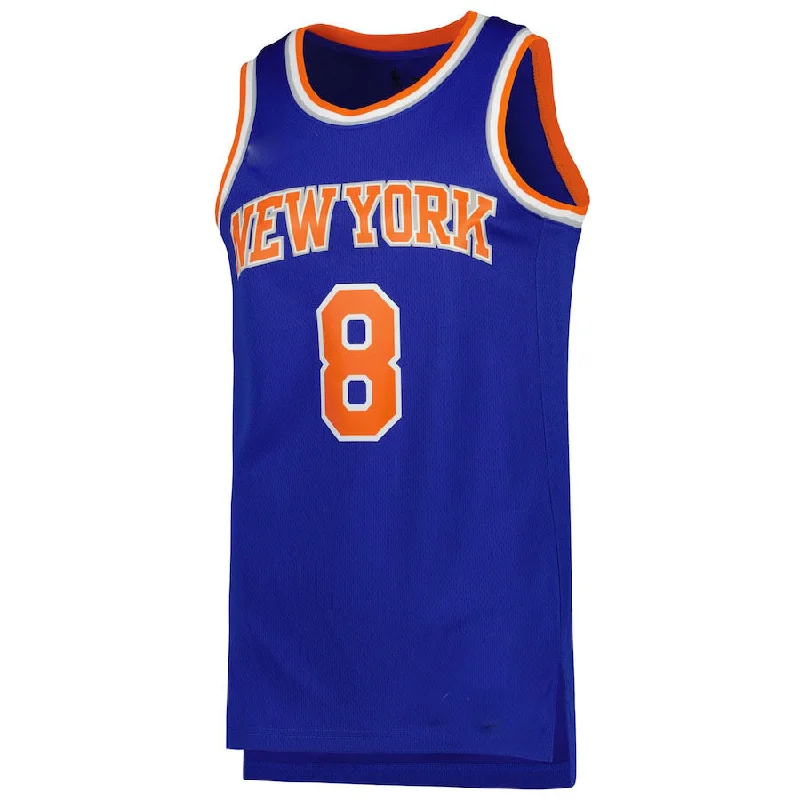 Stylish Basketball Jersey with Graphics and Text-NY.Knicks #8 Kemba Walker Unisex 2022-23 Swingman Jersey Icon Edition Blue Stitched American Basketball Jersey