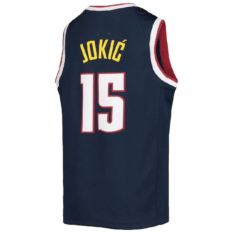 Lightweight Basketball Jersey for Fast Movement-D.Nuggets #15 Nikola Jokic 2021-22 Diamond Swingman Jersey Icon Edition Navy Stitched American Basketball Jersey