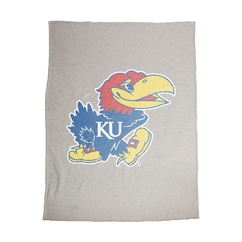 Custom Team Home Textiles for Special Team Events and Celebrations-Kansas Oversized Logo Sublimated Sweatshirt Blanket