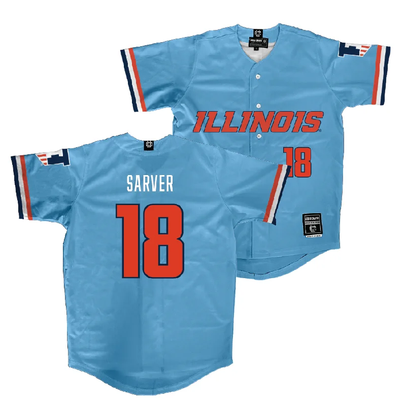 Custom Design Baseball Jersey for Unique Looks-Illinois Light Blue Baseball Jersey - Kellen Sarver #18