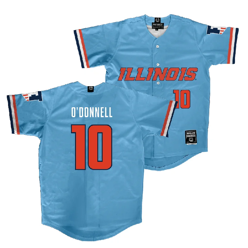 Soft Baseball Jersey for Summer Wear-Illinois Light Blue Baseball Jersey  - Aden O'Donnell