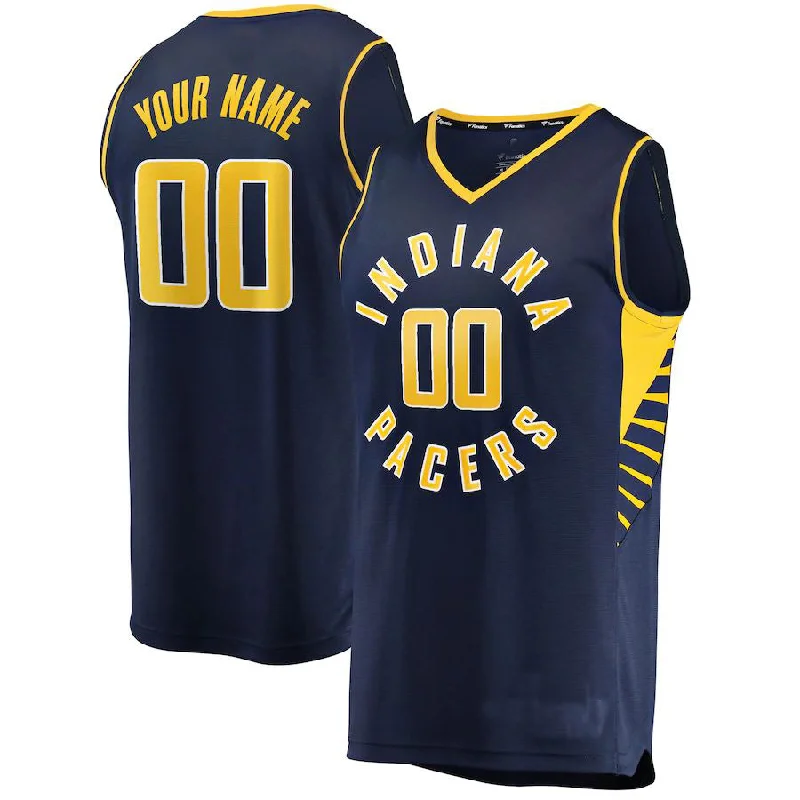 Modern Basketball Jersey with Bold Lettering and Graphics-Custom IN.Pacers Fanatics Branded Fast Break Replica Jersey Navy Icon Edition Stitched Basketball Jersey